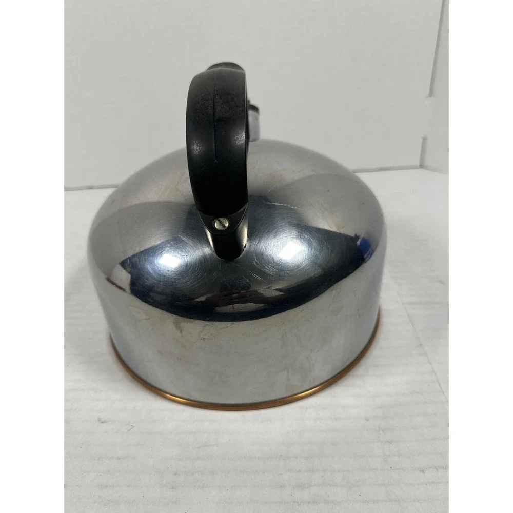 Vintage Revere Ware 1801 Copper Bottom Stainless Steel Whistling Tea Kettle USA